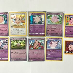 Set of 10 Clefairy Clefable Cleffa Pokemon Cards NM